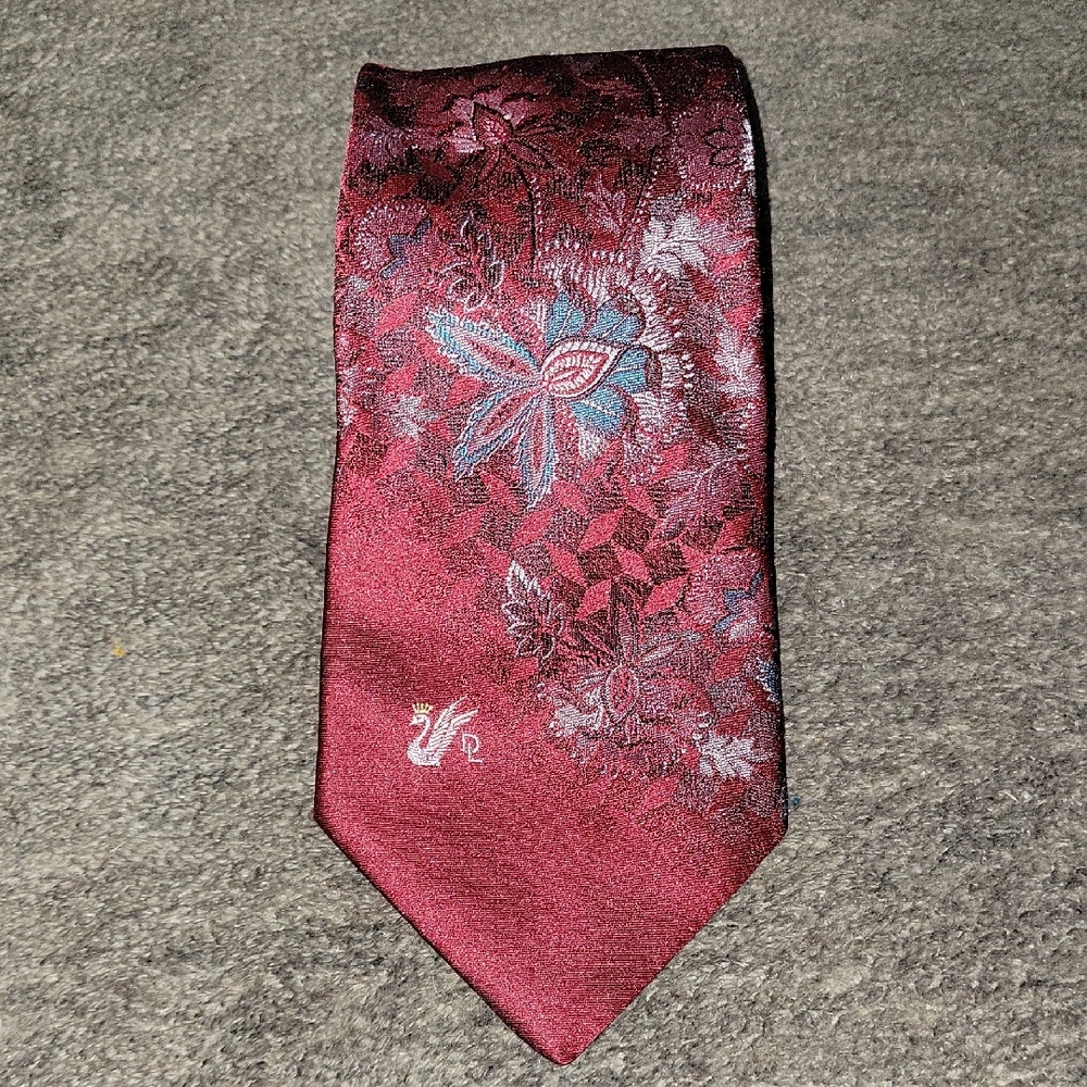 Red and Blue Silk Floral Tie